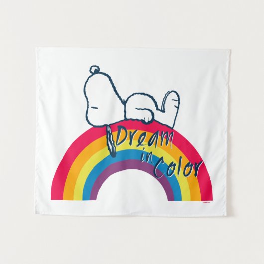 Snoopy | Traum in farbigem Regenbogen Wandteppich (Vorderseite (Horizontal))