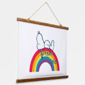 Snoopy | Traum in farbigem Regenbogen Wandteppich Mit Holzrahmen (Gewinkelt)