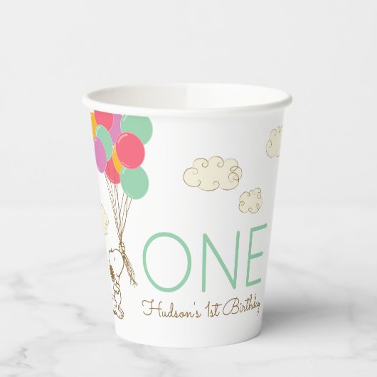 Snoopy und Balloons 1. Geburtstag Pappbecher (Links)