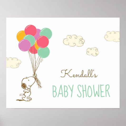 Snoopy und Balloons Babydusche Poster (Vorne)