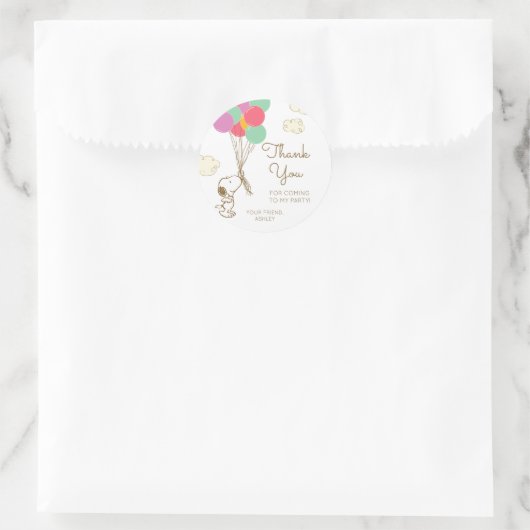 Snoopy und Balloons Geburtstag Runder Aufkleber (Tasche)
