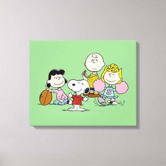 Snoopy und der Gang Play Football Leinwanddruck (Vorderseite)