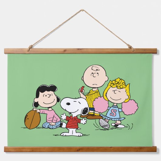 Snoopy und der Gang Play Football Wandteppich Mit Holzrahmen (Vorne)
