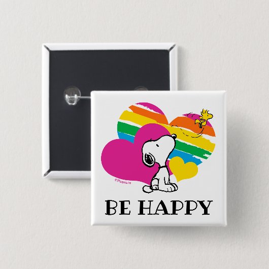 Snoopy und Holz | Rainbow Hearts Button (Vorne & Hinten)
