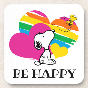Snoopy und Holz   Rainbow Hearts Getränkeuntersetzer