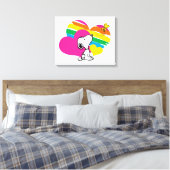 Snoopy und Holz | Rainbow Hearts Leinwanddruck (Insitu (Schlafzimmer))