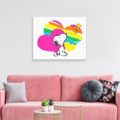 Snoopy und Holz | Rainbow Hearts Leinwanddruck (Insitu (Wohnzimmer))