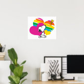 Snoopy und Holz | Rainbow Hearts Poster (Heimbüro)
