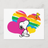 Snoopy und Holz | Rainbow Hearts Postkarte (Vorderseite)