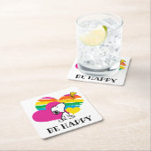 Snoopy und Holz | Rainbow Hearts Rechteckiger Pappuntersetzer (Vor Ort)