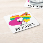 Snoopy und Holz | Rainbow Hearts Rechteckiger Pappuntersetzer (angewinkelt)