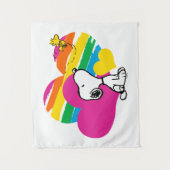 Snoopy und Holz | Rainbow Hearts Wandteppich (Vorderseite)