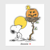 Snoopy und Holznest mit Jack O' Lantern Aufkleber (Blatt)