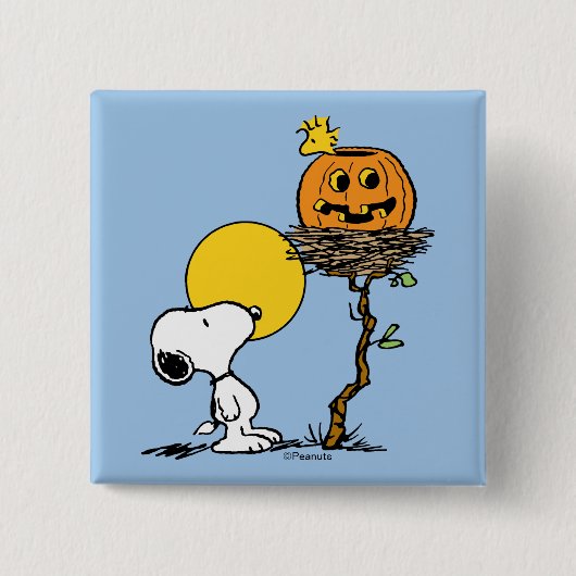 Snoopy und Holznest mit Jack O' Lantern Button (Vorderseite)