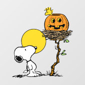 Snoopy und Holznest mit Jack O' Lantern Fensteraufkleber (Blatt)