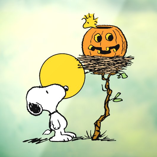 Snoopy und Holznest mit Jack O' Lantern Fensteraufkleber (Blatt 3)