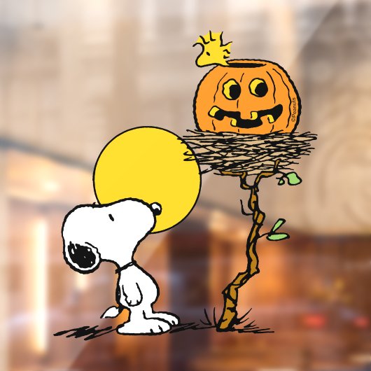 Snoopy und Holznest mit Jack O' Lantern Fensteraufkleber (Blatt 2)