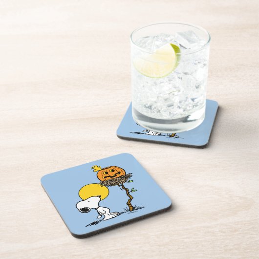 Snoopy und Holznest mit Jack O' Lantern Getränkeuntersetzer (Rechte Seite)