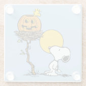 Snoopy und Holznest mit Jack O' Lantern Glasuntersetzer (Rückseite)