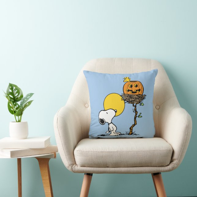 Snoopy und Holznest mit Jack O' Lantern Kissen (Stuhl )