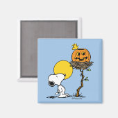 Snoopy und Holznest mit Jack O' Lantern Magnet (Vorderseite/Rückseite)