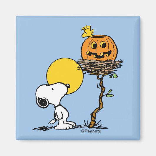 Snoopy und Holznest mit Jack O' Lantern Magnet (Vorne)