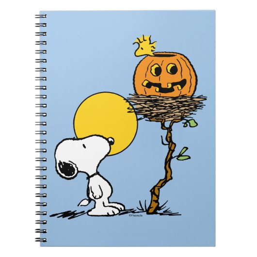 Snoopy und Holznest mit Jack O' Lantern Notizblock (Vorderseite)