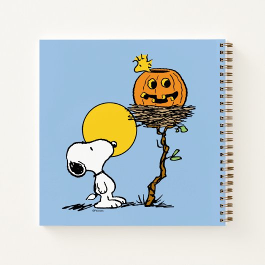 Snoopy und Holznest mit Jack O' Lantern Notizblock (Rückseite)