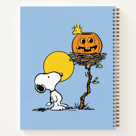 Snoopy und Holznest mit Jack O' Lantern Notizblock (Rückseite)