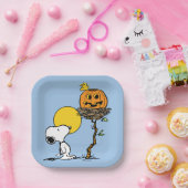 Snoopy und Holznest mit Jack O' Lantern Pappteller (Party)