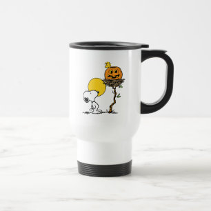 Snoopy und Holznest mit Jack O' Lantern Reisebecher