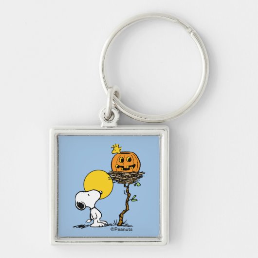 Snoopy und Holznest mit Jack O' Lantern Schlüsselanhänger (Vorne)