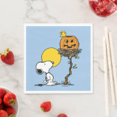 Snoopy und Holznest mit Jack O' Lantern Serviette (Beispiel)