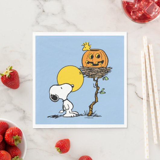 Snoopy und Holznest mit Jack O' Lantern Serviette (Beispiel)