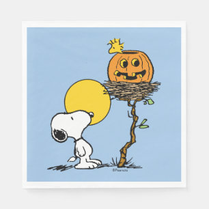 Snoopy und Holznest mit Jack O' Lantern Serviette