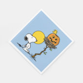 Snoopy und Holznest mit Jack O' Lantern Serviette (Ecke)