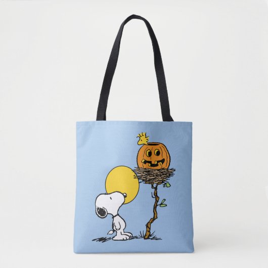 Snoopy und Holznest mit Jack O' Lantern Tasche (Vorderseite)