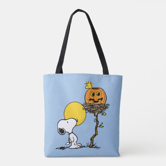 Snoopy und Holznest mit Jack O' Lantern Tasche (Rückseite)