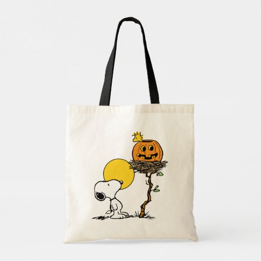 Snoopy und Holznest mit Jack O' Lantern Tragetasche (Rückseite)