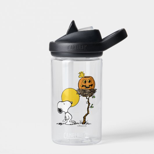 Snoopy und Holznest mit Jack O' Lantern Trinkflasche (Links)