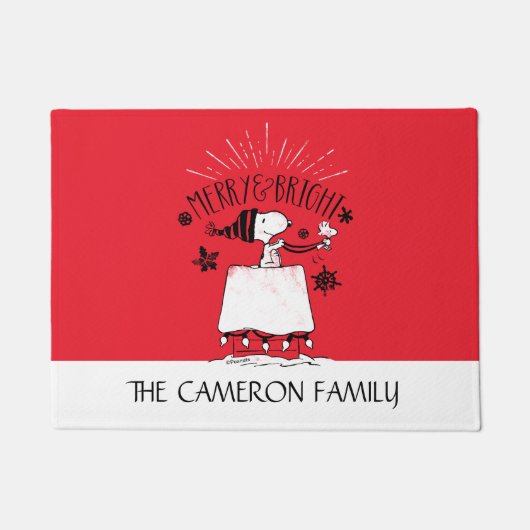 Snoopy und Woodstock - Merry & Bright Fußmatte (Vorderseite)