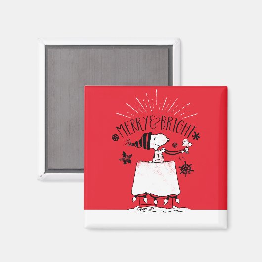 Snoopy und Woodstock - Merry & Bright Magnet (Vorderseite/Rückseite)