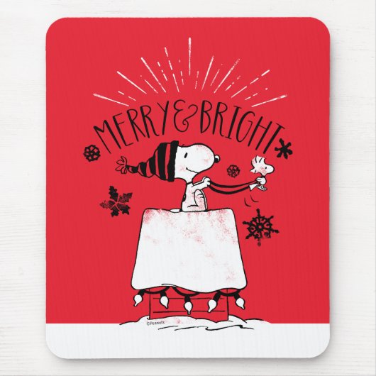 Snoopy und Woodstock - Merry & Bright Mousepad (Vorne)