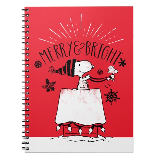 Snoopy und Woodstock - Merry & Bright Notizblock (Vorderseite)