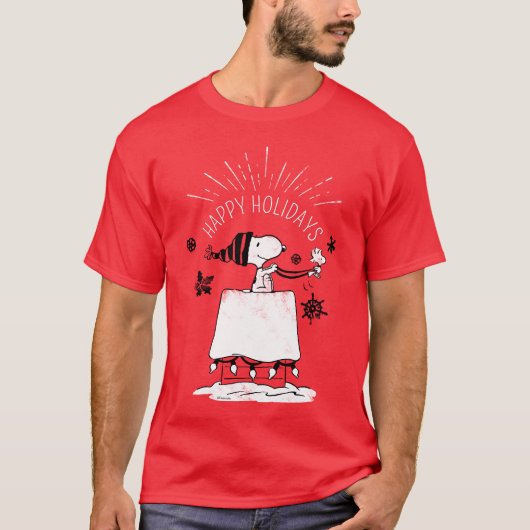 Snoopy und Woodstock - Merry & Bright T-Shirt (Vorderseite)