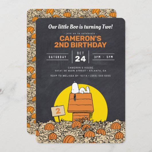 Snoopy | Unser kleiner Boo dreht zwei Einladung (Vorne/Hinten)