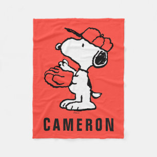 Snoopy Varsity Sports Baseball   Name hinzufügen Fleecedecke