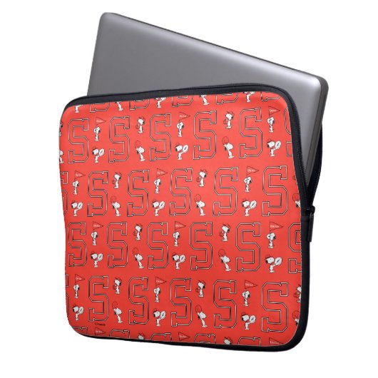 Snoopy Varsity Sports Pattern Laptopschutzhülle (Vorderseite Links)