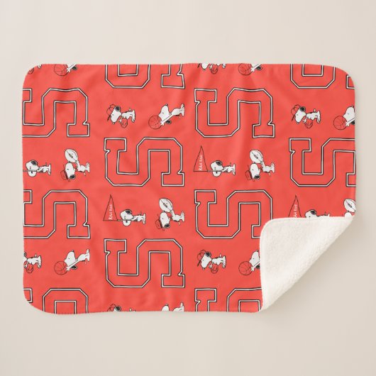 Snoopy Varsity Sports Pattern Sherpadecke (Vorderseite (Horizontal))