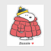 Snoopy Winter in Daunenmantel Aufkleber (Blatt)